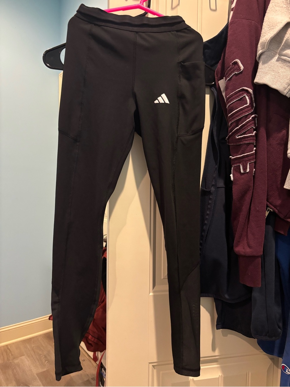 adidas Black Girls' Athletic Leggings with White Logo